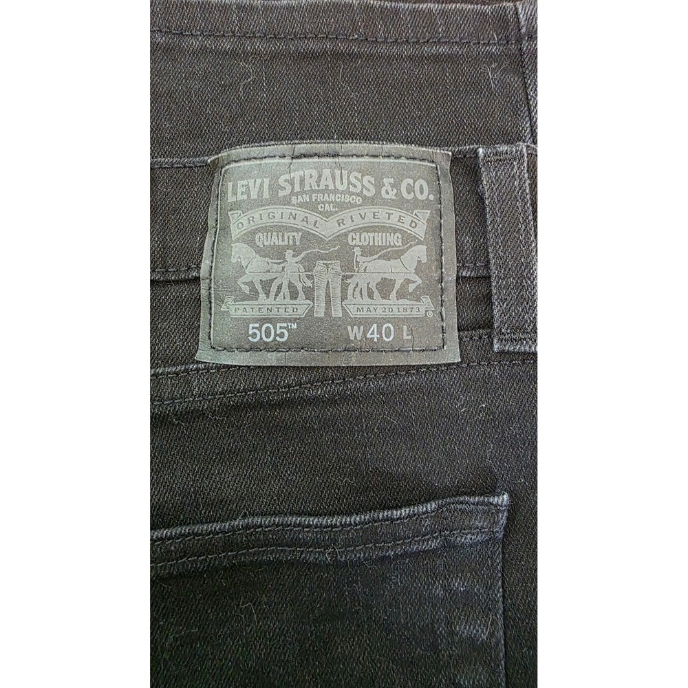 Levis 505 Men's Black Denim Shorts Regular Fit Size W40 Classic Five Pocket Jean - Picture 3 of 9